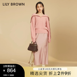 LILY BROWN秋冬款 大翻领针织雪纺两件套连衣裙LWNO225106