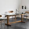 JOLOR现代简约实木书桌橡木钢化玻璃桌面家用透明餐厅长方形餐桌