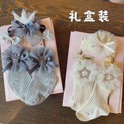 韩国儿童发饰套装，蝴蝶结发带头带，发夹发卡袜子