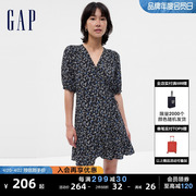 gap女装春季v领小清新碎花修身连衣裙，高级法式洋气休闲裙739151