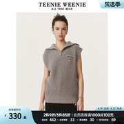 teenieweenie小熊拉链高领马甲，针织毛衣背心外穿休闲女