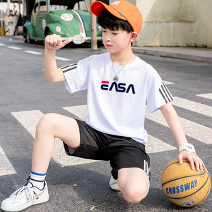 童装男童夏装套装夏季篮球服儿童运动服男孩大童冰丝短袖速干衣服
