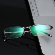 钛合金超轻商务半框男近视眼镜变色防蓝光有度数加膜树脂镜片成品