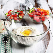 乐美雅家用钢化玻璃盆大号和面盆，耐热饭碗沙拉碗打蛋盆透明烘焙碗