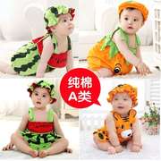 夏季婴儿衣服西瓜造型衣儿童吊带0-1-2岁宝宝表演服装3水果连体衣