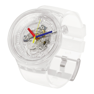 瑞士Swatch斯沃琪手表大表盘镂空透视果冻透明情侣腕表SO27E100