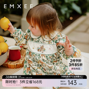 3月5日上新 8折EMXEE嫚熙女童连衣裙夏季田园风上衣