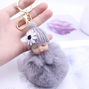 韩国可爱狐狸毛绒小娃娃钥匙扣，个性创意男女，车钥匙链毛球包挂件饰