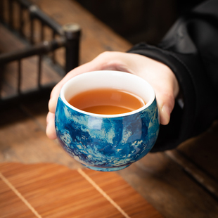 福州大漆漆器茶具德化羊脂玉白瓷茶杯大号厚胎主人茶杯品茗杯