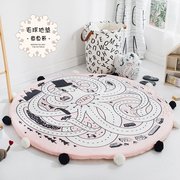 INS多功能毛球圆形地毯客厅卧室宝宝爬爬地垫婴儿房游戏
