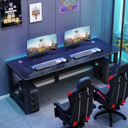 电脑桌台式双人家用简易书桌网吧桌椅套装办公游戏碳纤维电竞桌子