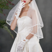 新娘结婚白色婚纱礼服手套蝴蝶结短款缎面手套婚纱照旗袍配饰女