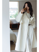 王妃家定制经典廓形白色风衣外套女2024年春秋高级感中长款大衣