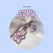 韩国muse_mood卡通亚克力复古钥匙圈扣无线耳机套装饰挂件包挂饰