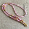 粉色猫眼石圆珠毛衣项链 金色泰国佛牌挂链可定制其他款式
