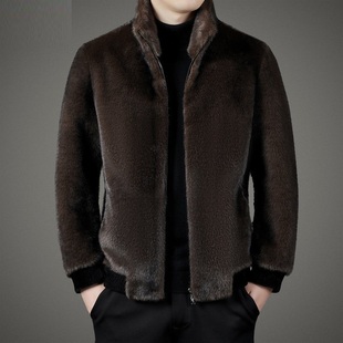 海宁金貂绒外套男士冬季皮草大衣，短款皮毛一体加厚保暖冬装夹克潮
