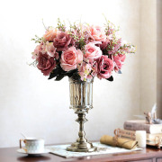 欧式餐桌干花装饰品玻璃，花瓶摆件法式轻奢客厅，摆设美式茶几插花