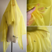 进口黄色闪光造型加密尼龙欧根纱蕾丝硬纱礼服装连衣裙设计师布料