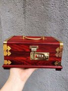 大红酸枝手提包铜，密码锁首饰盒红木珠宝箱饰品，收纳箱盒婚庆