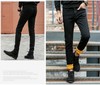 纯黑色韩国舒适时尚保暖挡寒气显瘦小脚铅笔男裤加厚植绒工装