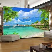8d海景沙滩蓝色天空电视背景墙壁纸，5d客厅3d墙纸卧室无缝墙布壁画