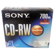索尼可擦写cd-rw光盘，4x700mb电脑空白vcd车载mp3刻录碟单片