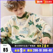迪士尼童装男童法兰绒睡衣冬儿童加绒保暖内衣套装宝宝家居服