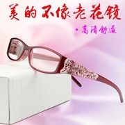 AA7老花镜时尚超轻树脂老花眼镜女款老光镜中国红复古高清酒红色