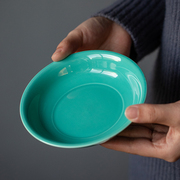 松石绿壶承陶瓷干泡台日式茶点盘家用养壶垫功夫茶具配件盖碗壶托