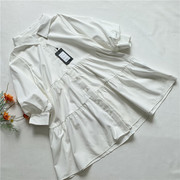k2-1日本原单夏季(单夏季)女士，拼接大摆单排扣娃娃衫短袖连衣裙