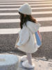 韩国童装2023秋冬双色可爱兔子羊毛呢大衣女宝宝加厚毛呢外套