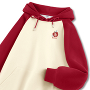 GLM2024年插肩袖oversize卫衣女红色拼接本命年上衣
