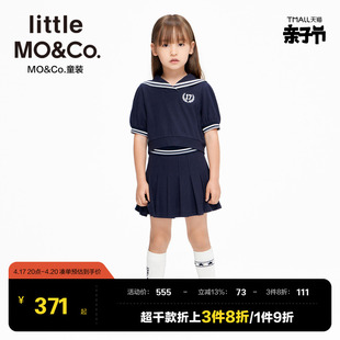 儿童套装littlemoco童装，春装女童海军风裙子，两件套上衣大童半裙