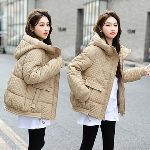 羽绒棉服女短款2023冬季韩版宽松小个子棉袄连帽加厚棉衣外套