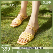 dfuse夏季两穿凉拖方头，编织低跟凉拖鞋，女外穿df22110507