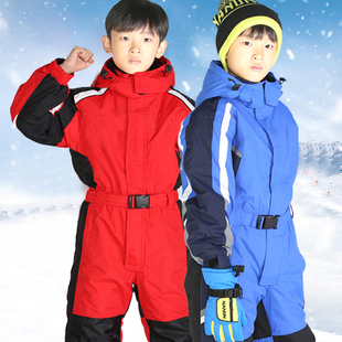 儿童滑雪服户外加厚保暖防水防风，宝宝衣裤棉男童，女童连体滑雪套装