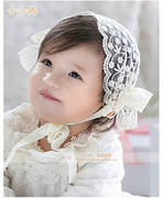 小小冉定制仙女宝宝婴儿童蕾丝发带系带蝴蝶结宽百天周岁生日拍照