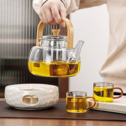 日式玻璃花茶壶茶杯套装家用轻奢下午茶花草茶具蜡烛加热煮水果
