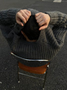 cleanfit深灰色圆领短款慵懒风毛衣男生冬季设计高级感针织衫外套