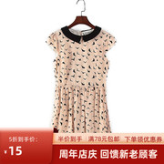诺系列夏季品牌女装，库存折扣日系森女系飞鸟短袖连衣裙y3541