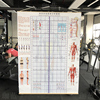 挂式体态评估表健身房体测表墙贴瑜伽私教身体，姿势调整网格墙纸