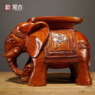 花梨木雕刻大象换鞋凳实木质大象凳子，工艺品摆件红木家居客厅装饰