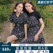 高端699元蔓系列拼接假两件雪纺，碎花时尚连衣裙2023夏季女装