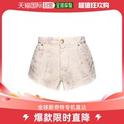 香港直邮潮奢pinko品高女士，图案印花中腰牛仔短裤