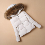冬季韩版白鸭绒羽绒服女短款修身加厚时尚小款外套貉子毛
