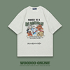 嘻哈哈巴狗 WOODOO 设计师品牌 校园风街头卡通印花圆领 男女T恤