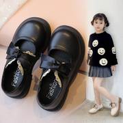 女童鞋子2023秋冬季宝宝单鞋黑色玛丽珍时尚儿童公主鞋小皮鞋