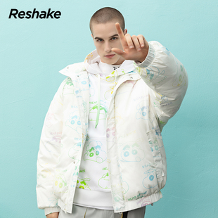 RESHAKE/后型格冬季男士羽绒服外套连帽常规宽松潮流加厚保暖