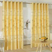 高档客厅金黄色加厚落地窗成品，窗帘简约现代卧室，飘窗挂钩打孔遮光