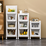 厨房调料置物柜多层零食收纳柜，带滑轮置物架可移动玩具杂物收纳架